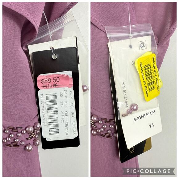 Ignite Evenings New York New Maxi Dress Size 14 Purple Embellished Waist - Picture 11 of 14